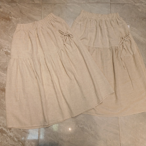 دامن لنین دوچین بغل جیب وارداتی قد ۸۰ سایزL,xl